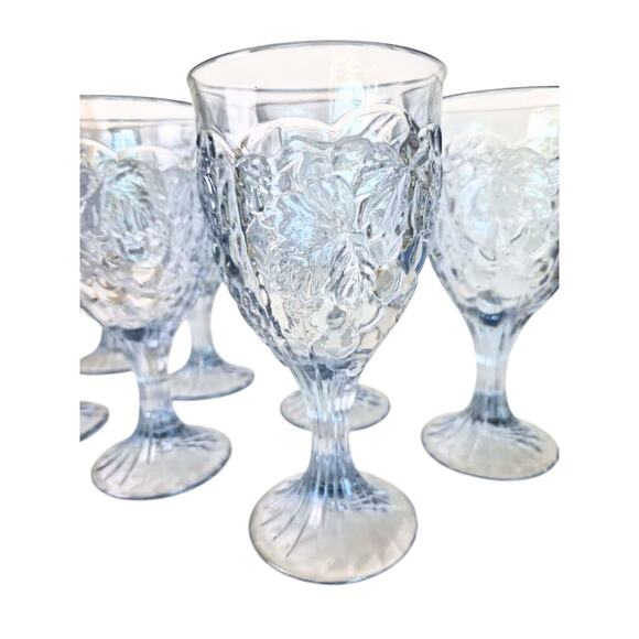 Vintage Noritake Arbor Light Blue Wine Water Glasses Goblets Set of 8 Coastal - Picture 2 of 8